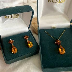 Topaz & Garnet Necklace & Earring set